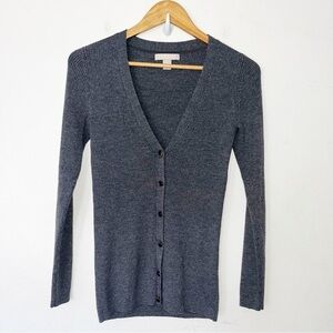 Banana Republic Ribbed Merino Wool Gray Cardigan Sz S